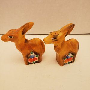 Vintage Donkey or Deer Floral Salt & Pepper Shaker Set